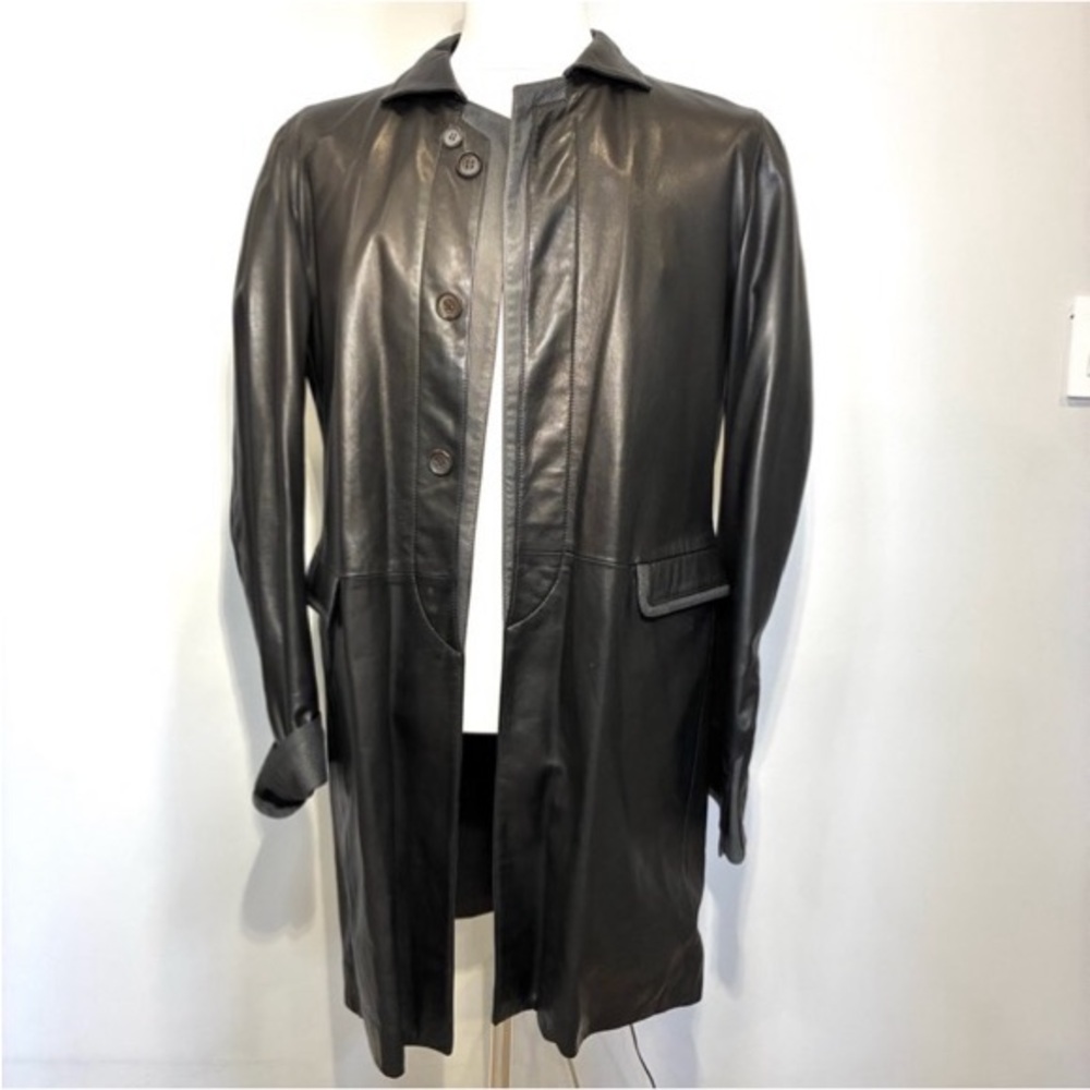 Viktor & Rolf Black Leather Coat, Size S